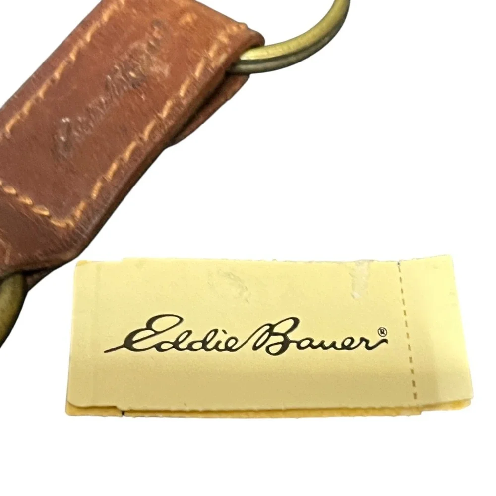 VTG EDDIE BAUER Key Holder Clip Leather Trucker Biker Heavy Brass Snap On